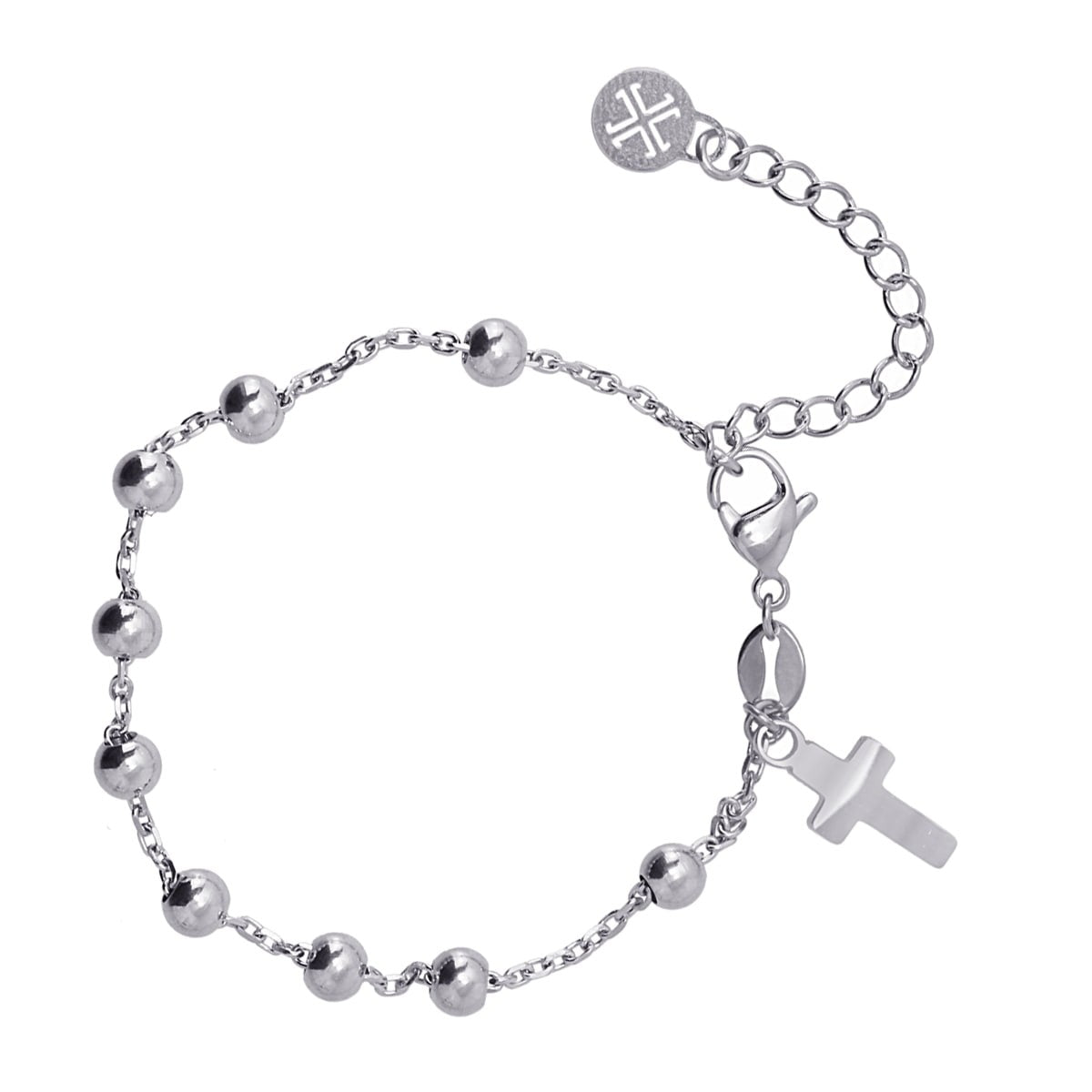 pulsera acero rosario cruz anartxy