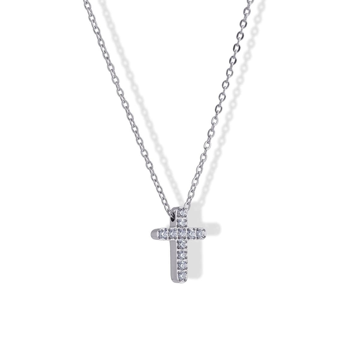 Collar Cruz Circonitas Plateado Anartxy