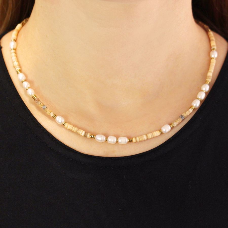 Collar concha marina y perlas BCO609 mujer