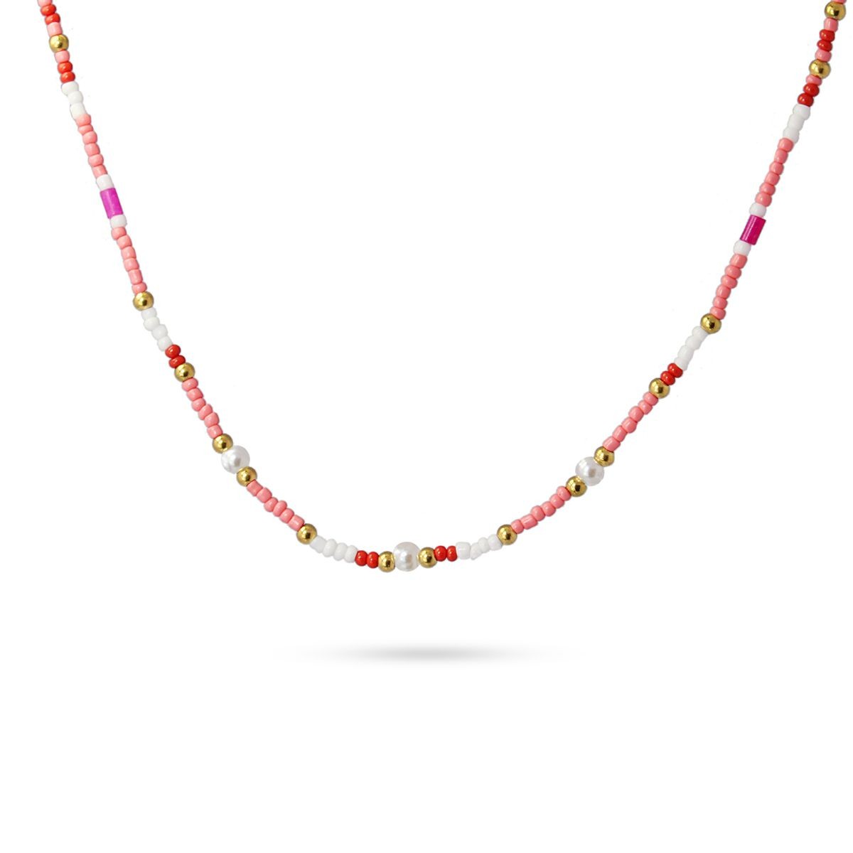 collar corto acero miyuki cristal japonés perlas anartxy  rosa
