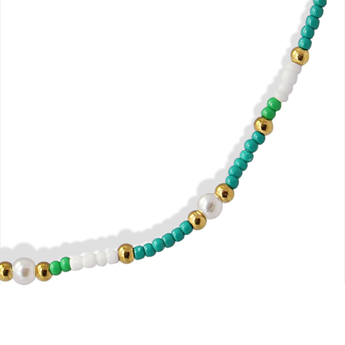 collar largo acero cristal japonés mituki perlas verde
