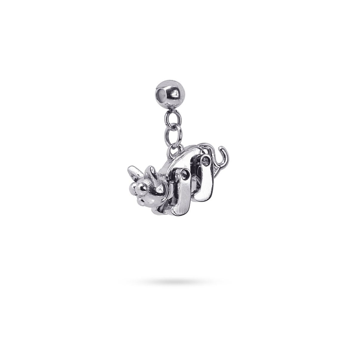 colgante acero quirúrgico mascota articulada gato plata