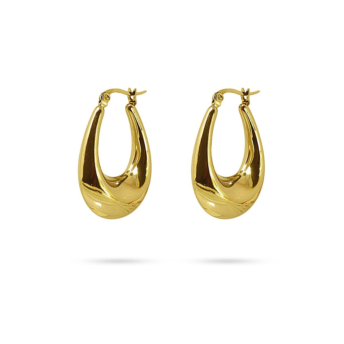 pendientes aros acero diseño gota volumen anartxy oro