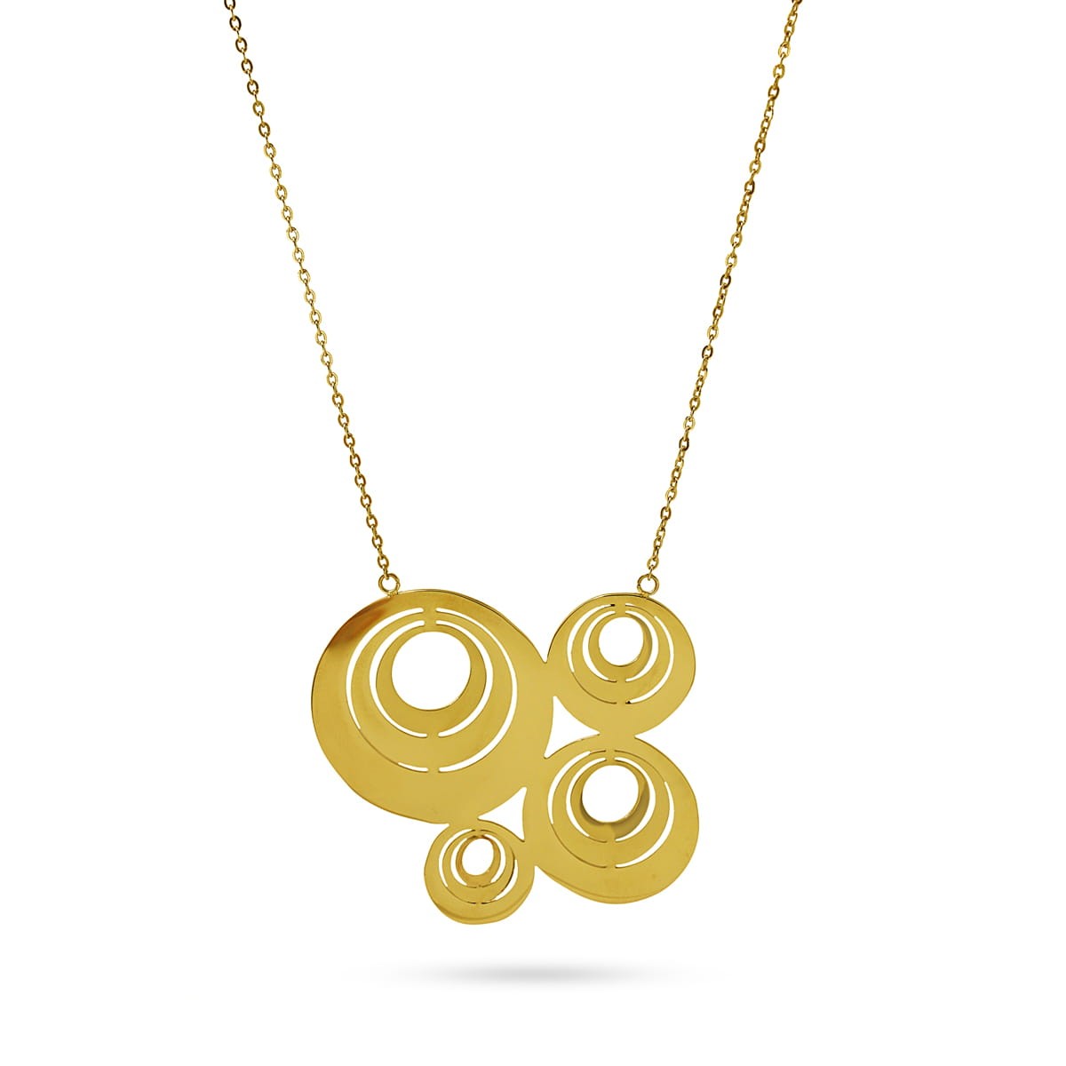 collar largo acero quirúrgico colgante composición  círculos anartxy oro