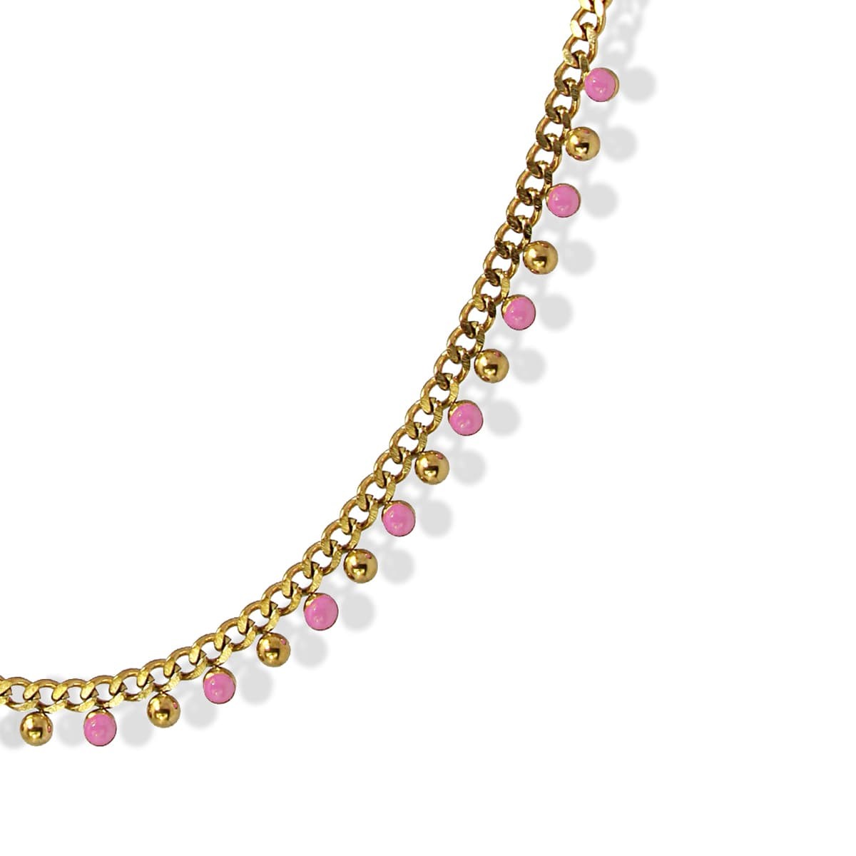 Collar bolitas esmaltadas BCO596 rosa 2
