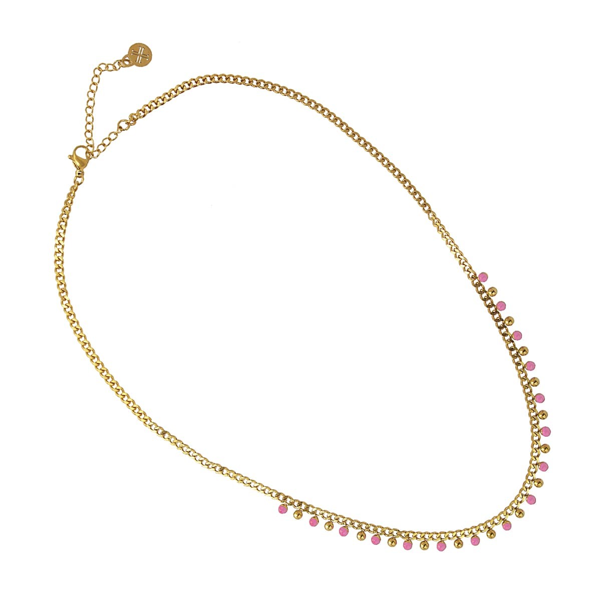 Collar bolitas esmaltadas acero anartxy  rosa