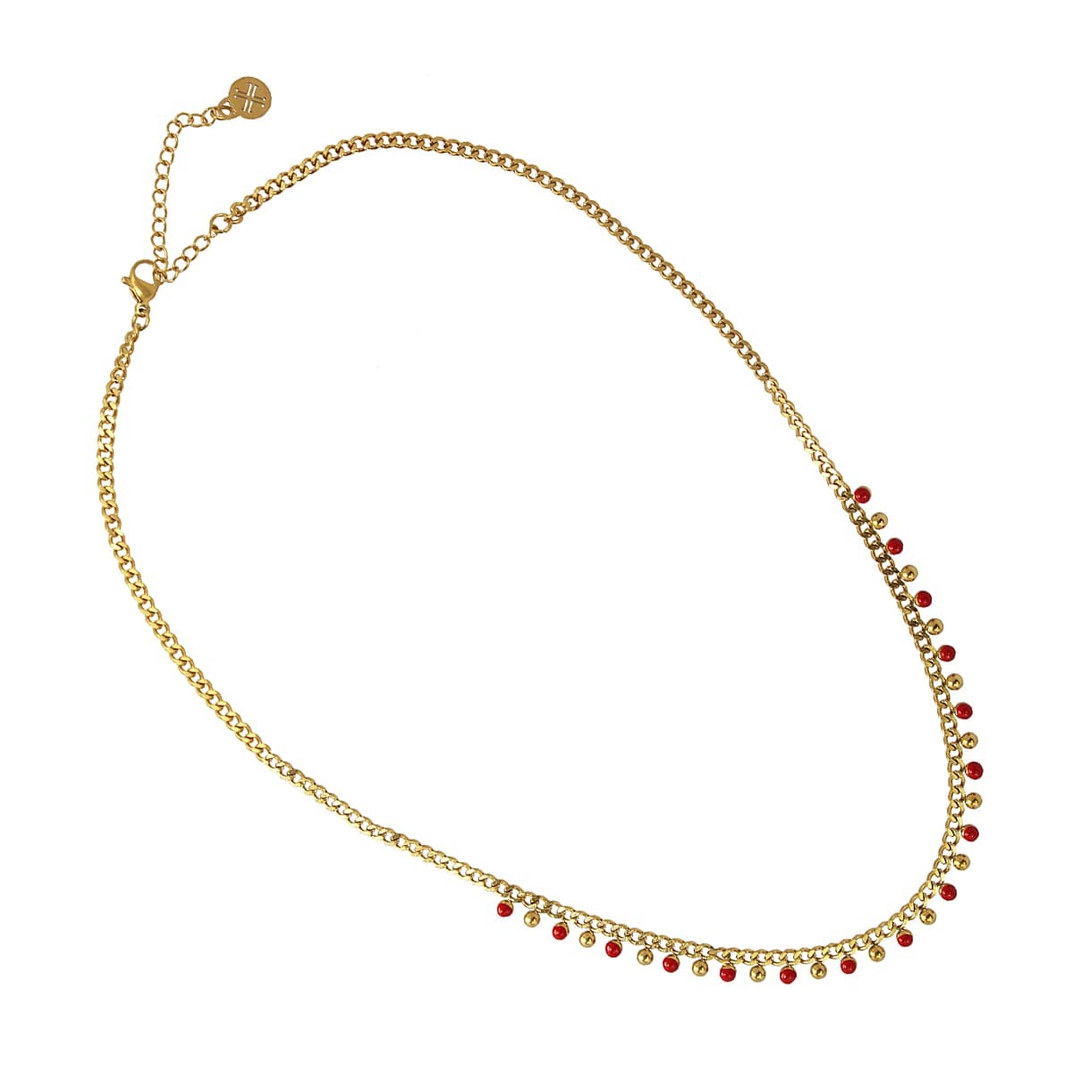Collar bolitas esmaltadas acero anartxy  rojo