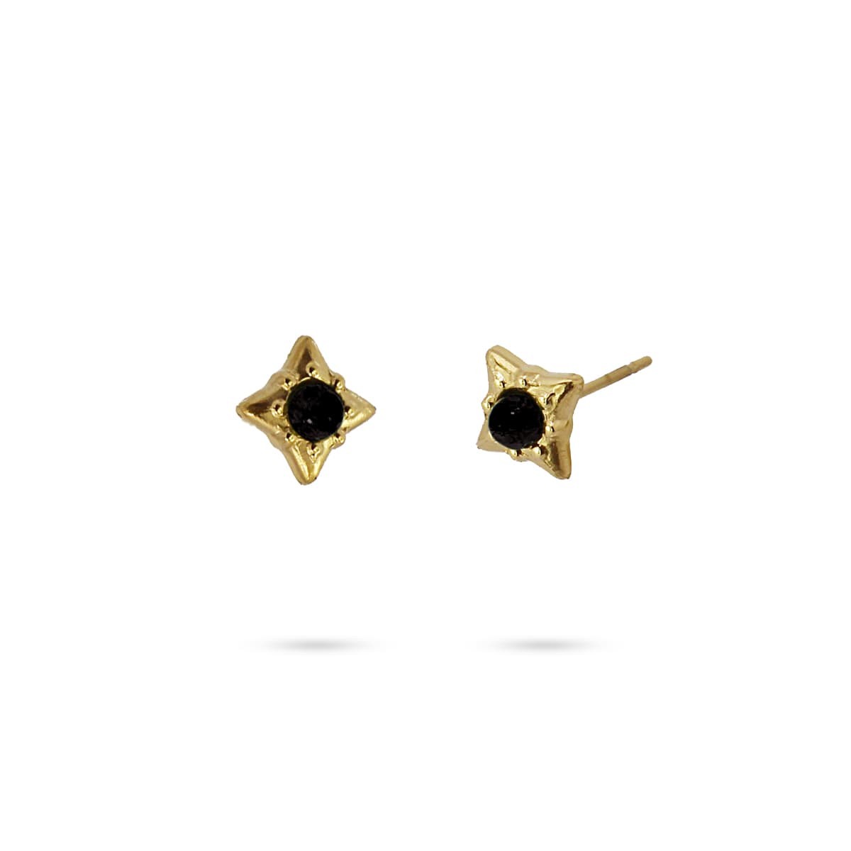 pendientes pequeños estrella acero piedra natural anartxy  negro