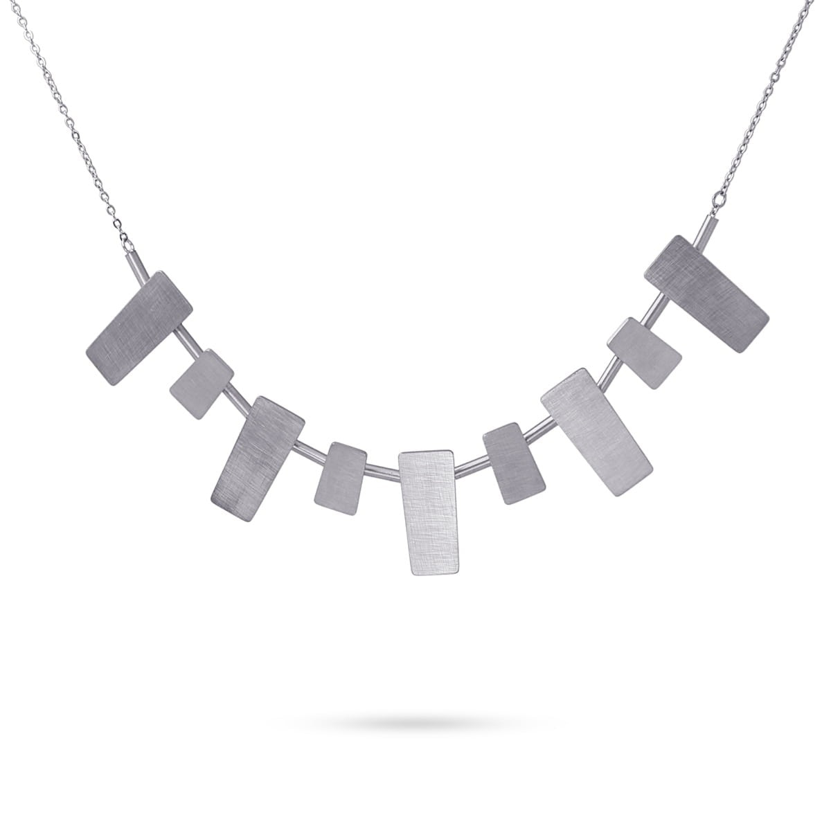collar corto acero geométrico textura cepillada geométrico rectángulos anartxy