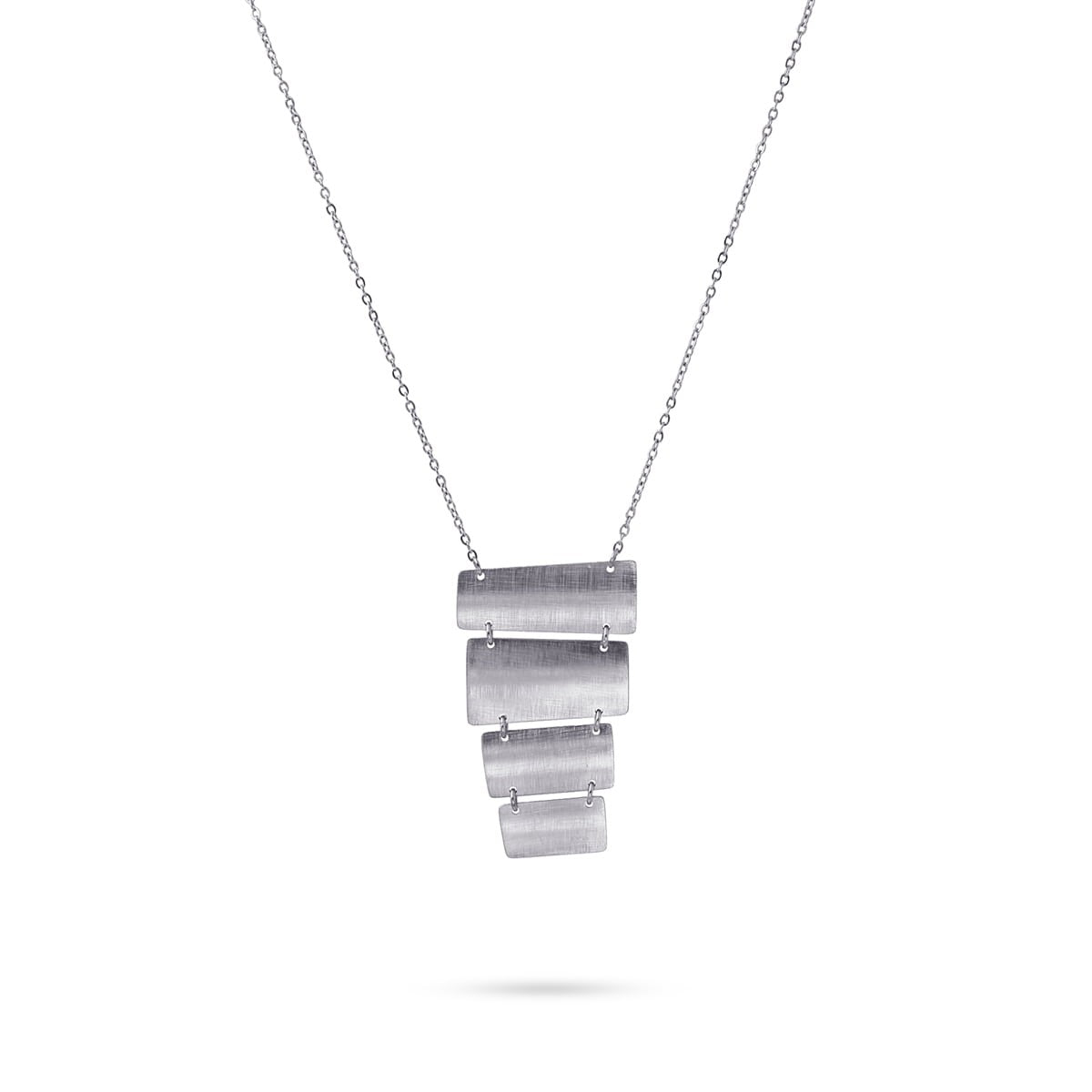 collar corto acero  geométrico rectángulos textura cepillado anartxy