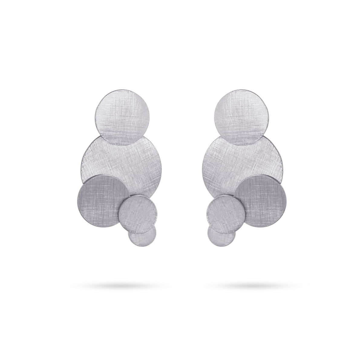 pendientes largos acero cepillado círculos anartxy
