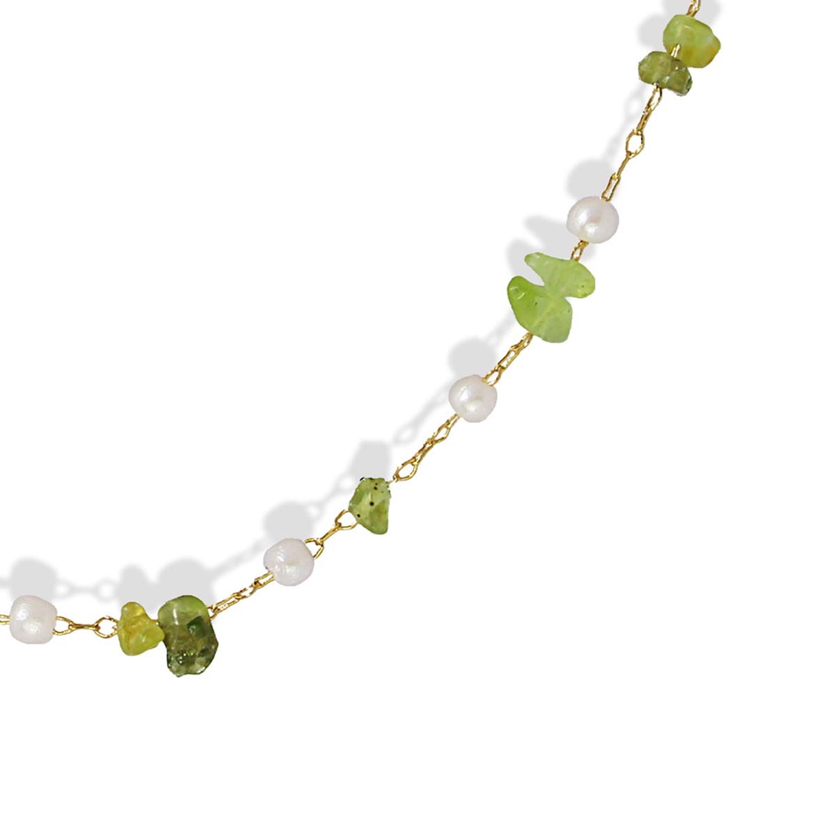 collar corto piedra natural perlas acero verde anartxy