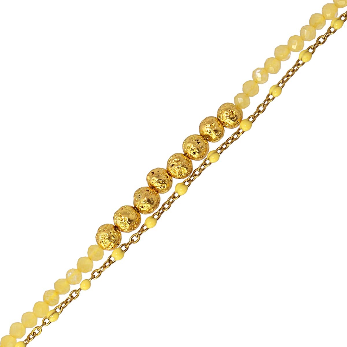 pulsera doble capa cristal color acero  amarillo anartxy