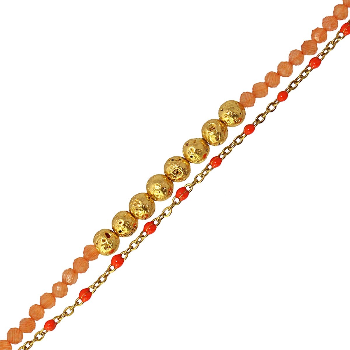 pulsera doble capa cristal color acero  anartxy naranja