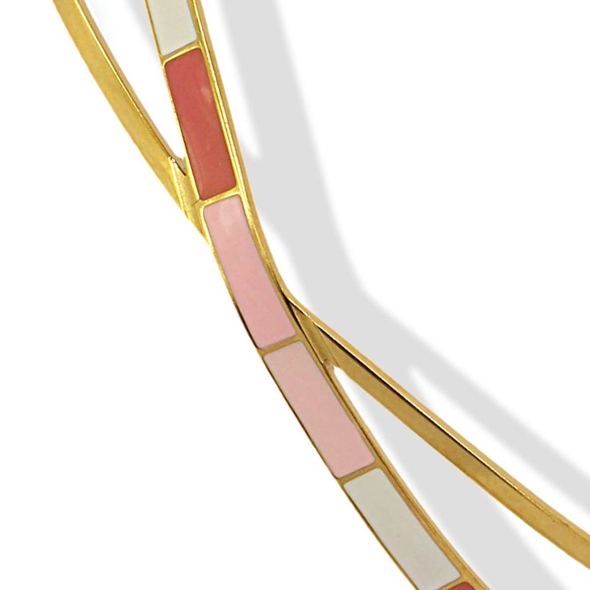 pulsera rígida acero esmalte bandas cruzada anartxy rosa
