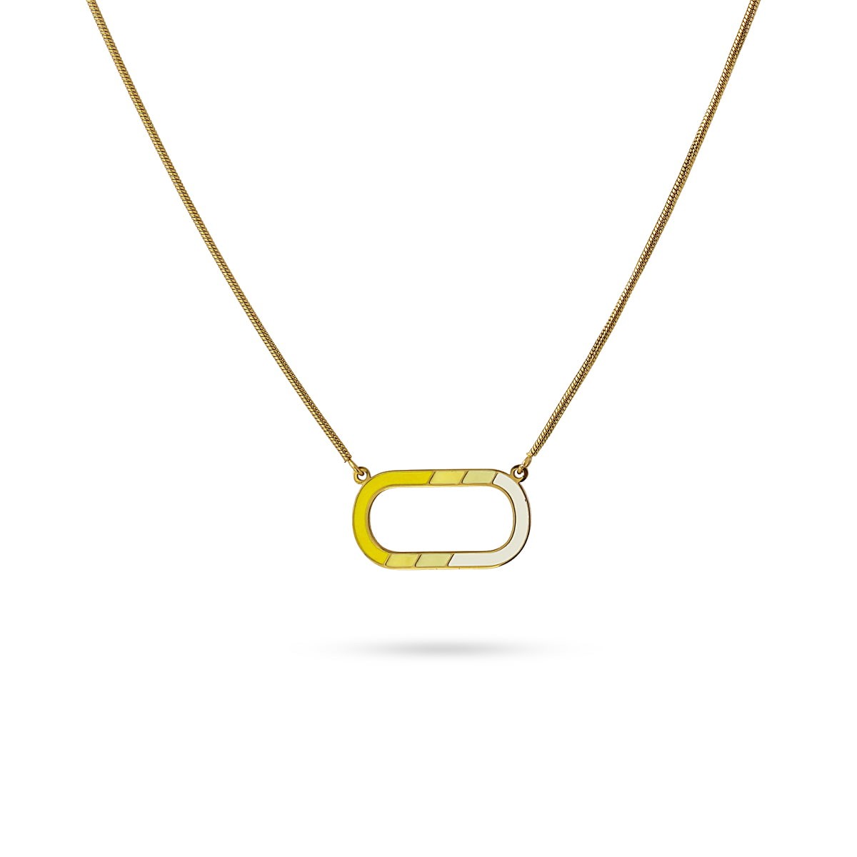collar corto acero cordón detalle oavalado esmaltado color anartxy amarillo