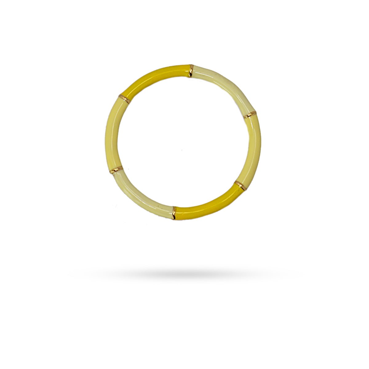 anillo sencillo 2mm acero esmaltado franjas anartxy amarillo