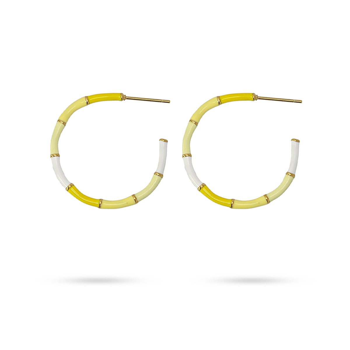 pendientes aros 2mm acero bandas esmaltadas anartxy  amarillo