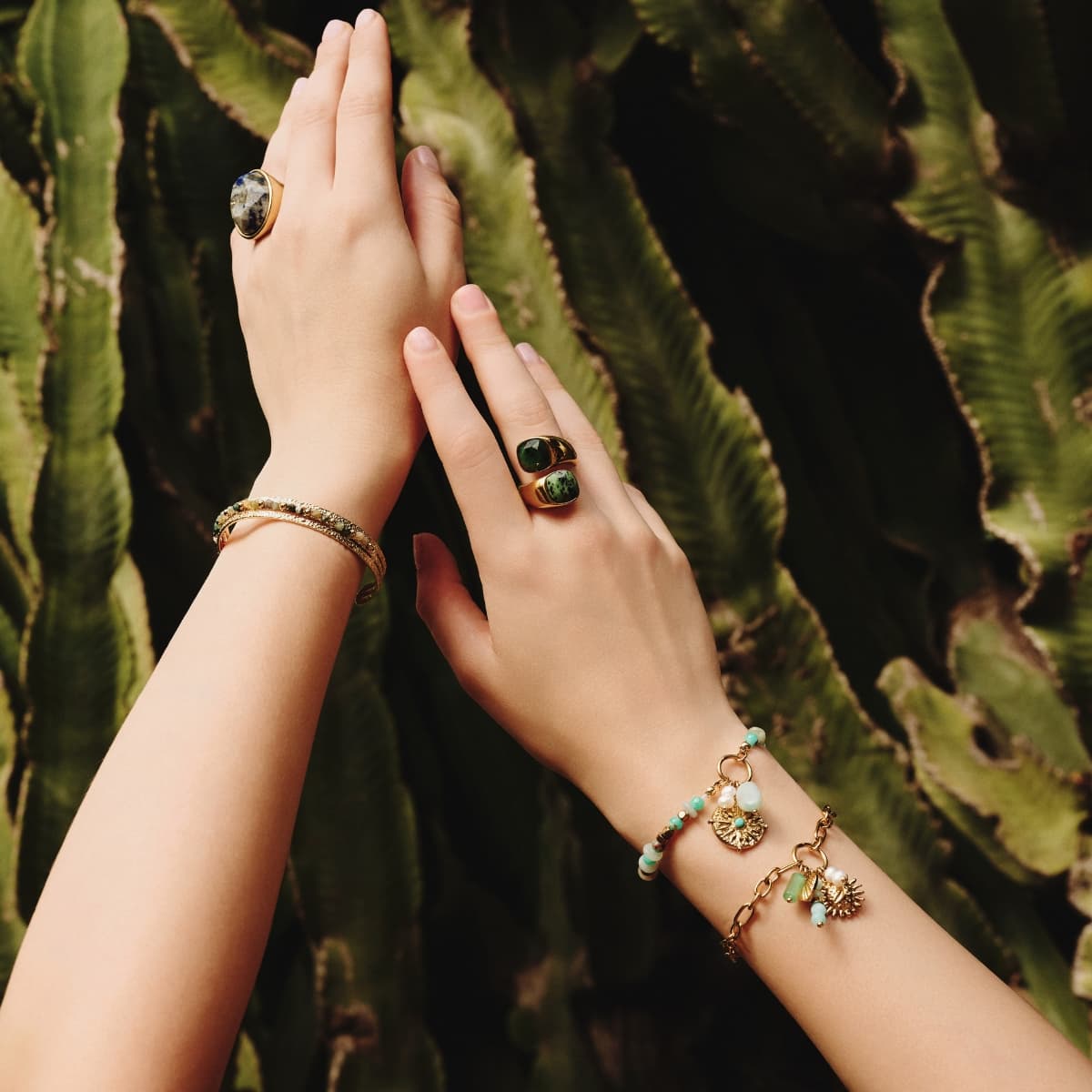 Anillo Spirit doble piedra natural Anartxy
