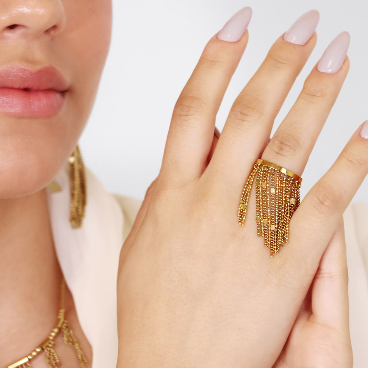 Anillo Rainfall Drizzle Dorado Anartxy