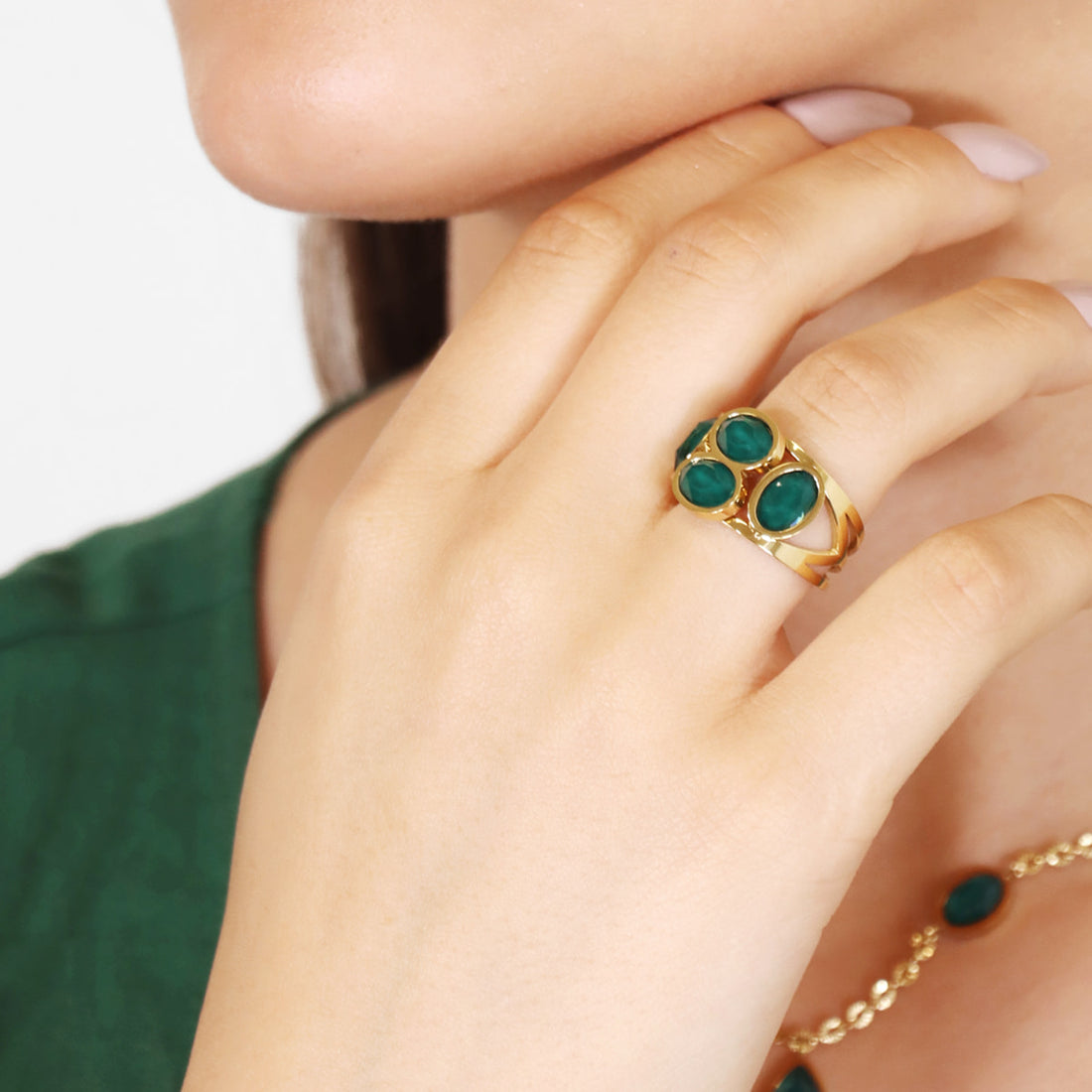 Anillo Drops Zinnia Verde Anartxy
