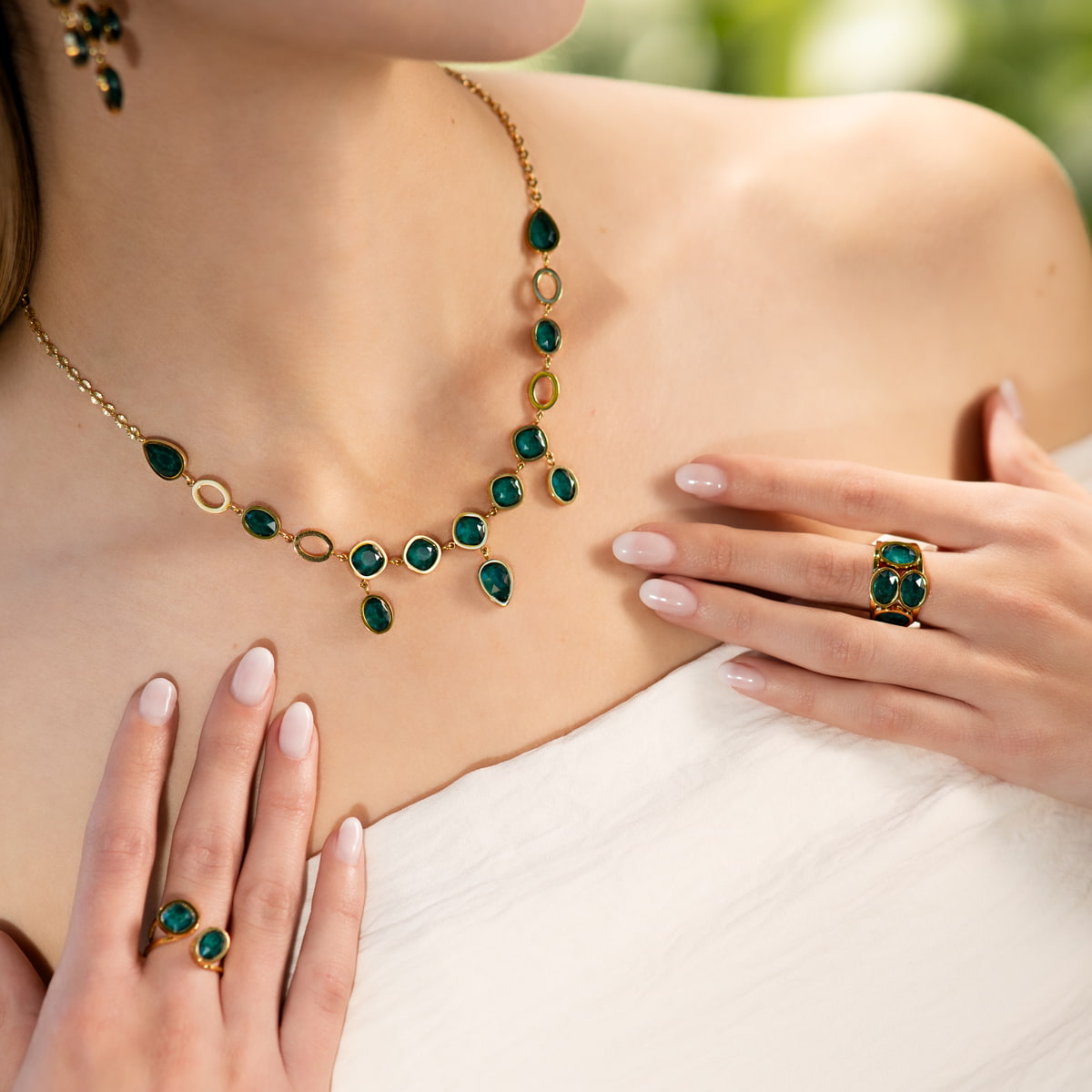 Anillo Drops Zinnia Verde Anartxy