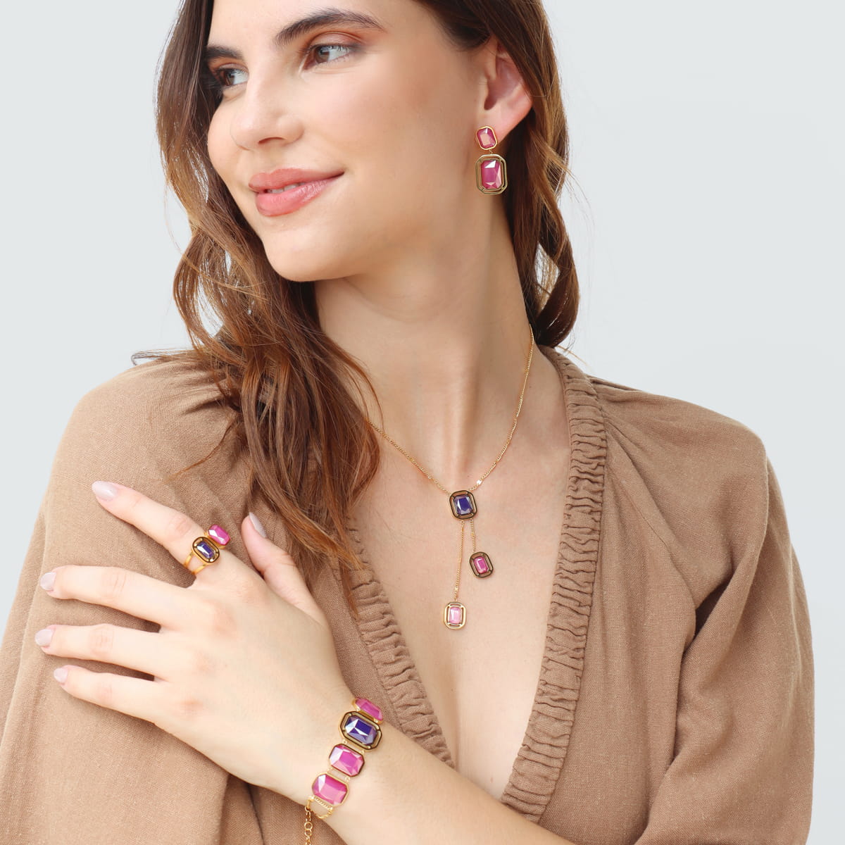 Anillo Pixels Lunitha Rosa Anartxy