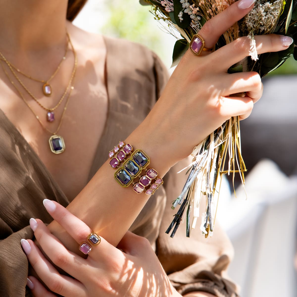 Anillo Pixels Lunitha Rosa Anartxy