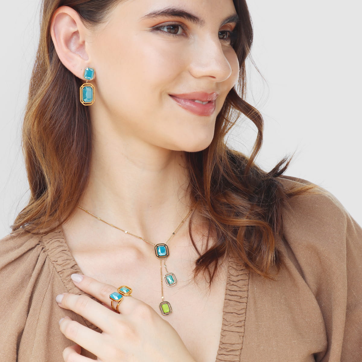 Anillo Pixels Lunitha Azul Anartxy