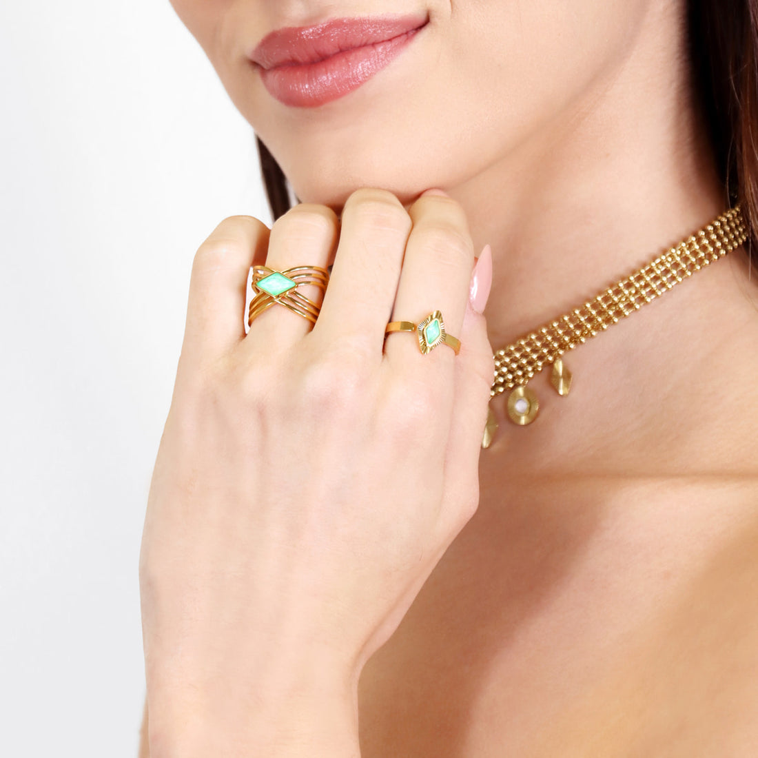 Anillo Prisma Angled Verde Anartxy