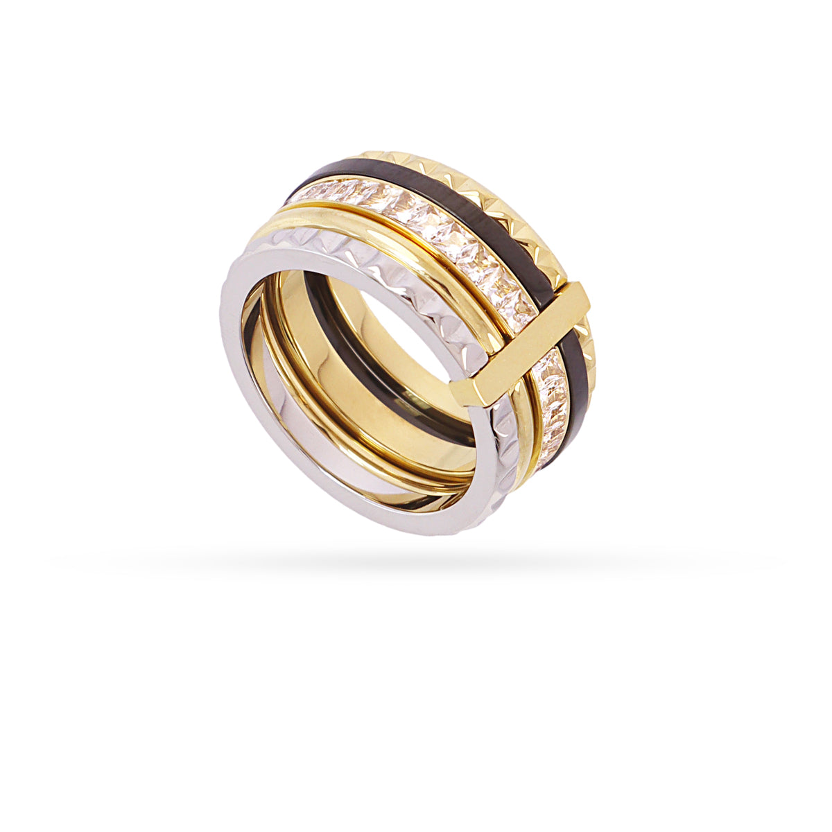 Anillo Vandal bandas unidas multicolor Blanco Anartxy