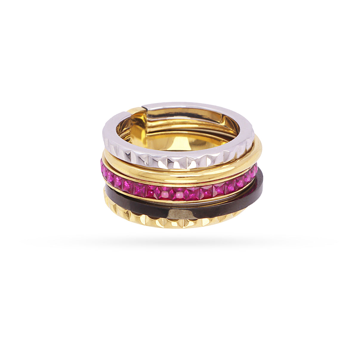 Anillo Vandal bandas unidas multicolor Fucsia Anartxy