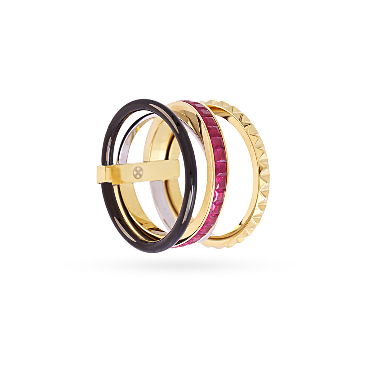Anillo entrelazado Vandal multicolor Fucsia Anartxy