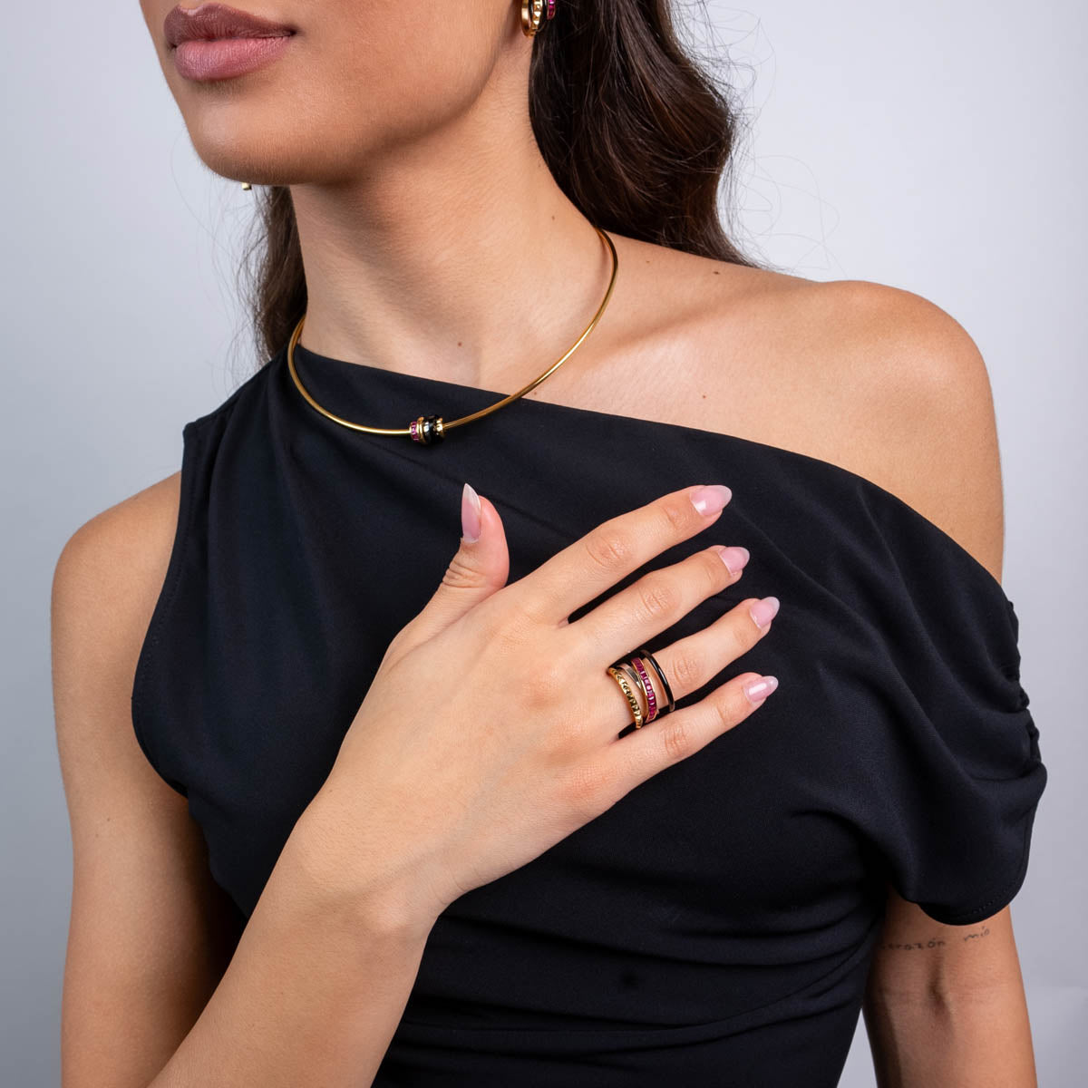 Anillo entrelazado Vandal multicolor Fucsia Anartxy