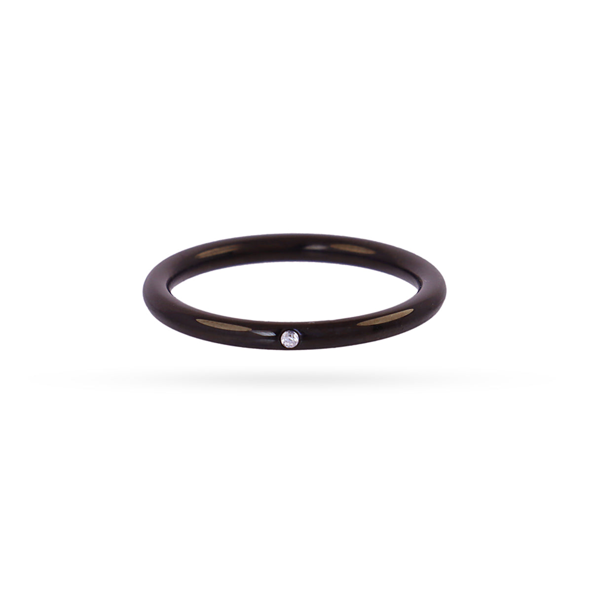 Anillo aro liso Vandal mini circonita Negro Anartxy