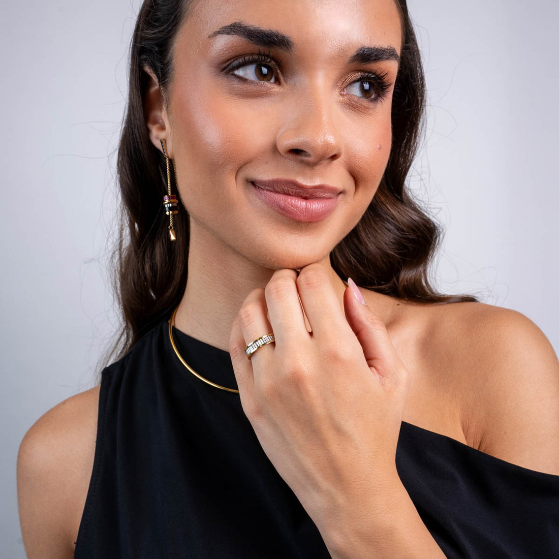Anillo Vandal acero mix Dorado Anartxy