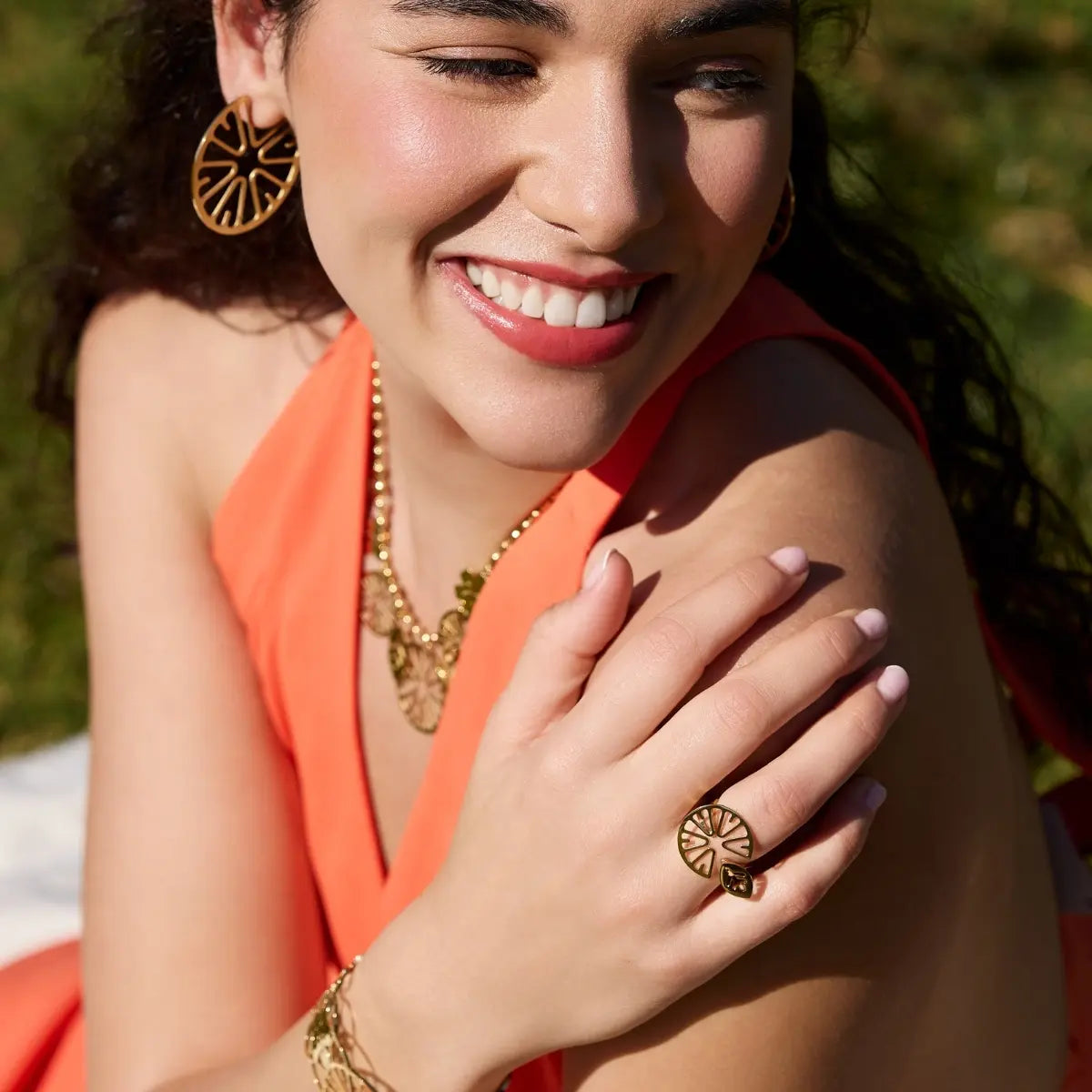Anillo Citrus Peel Dorado Anartxy