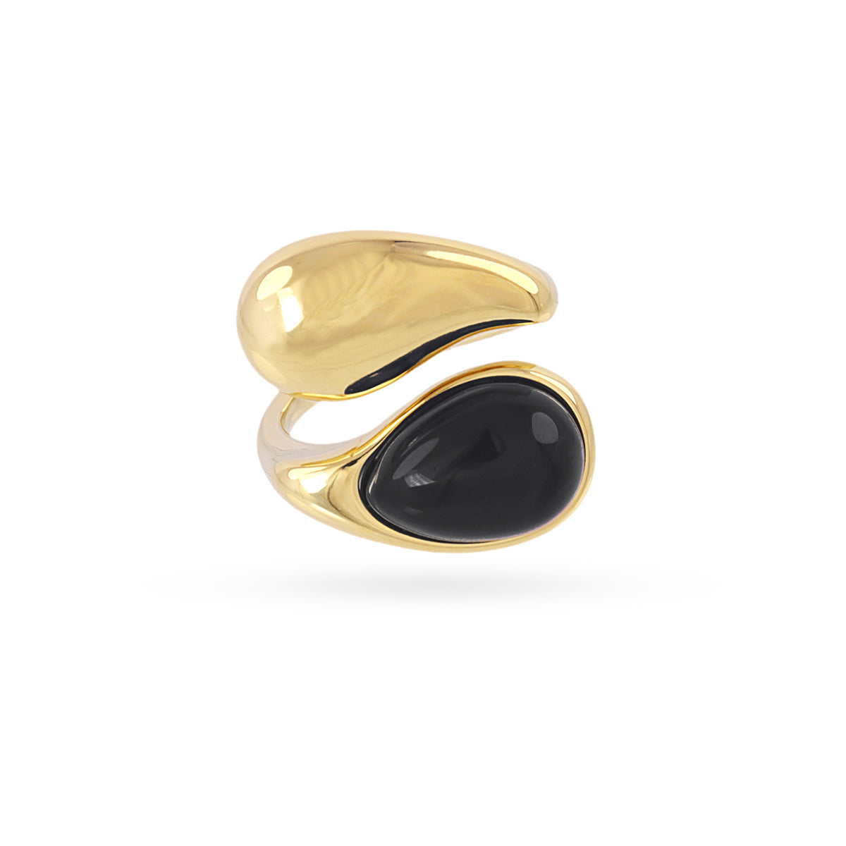 Anillo ajustable lágrimas con piedra Negro Anartxy