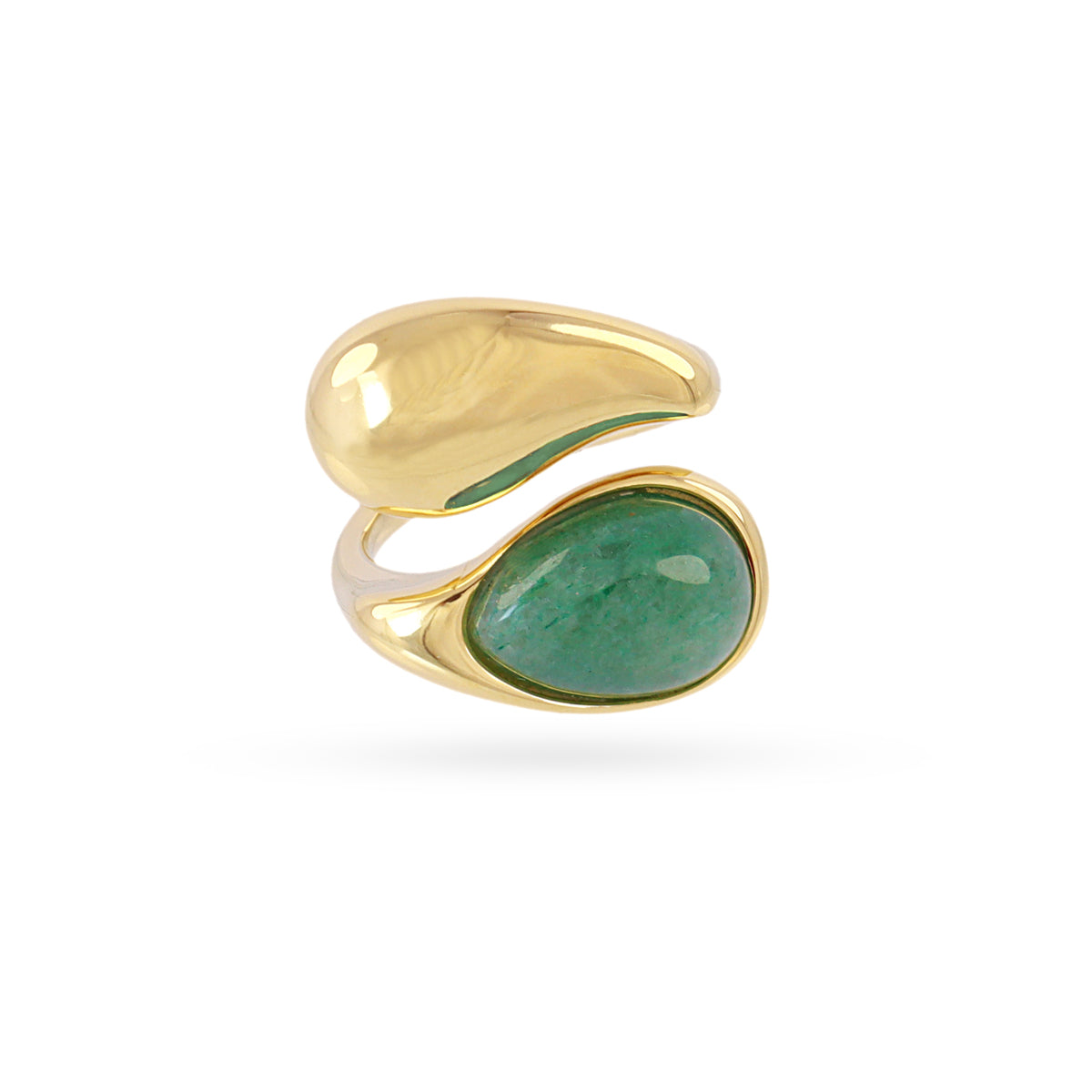 Anillo ajustable lágrimas con piedra Verde Anartxy