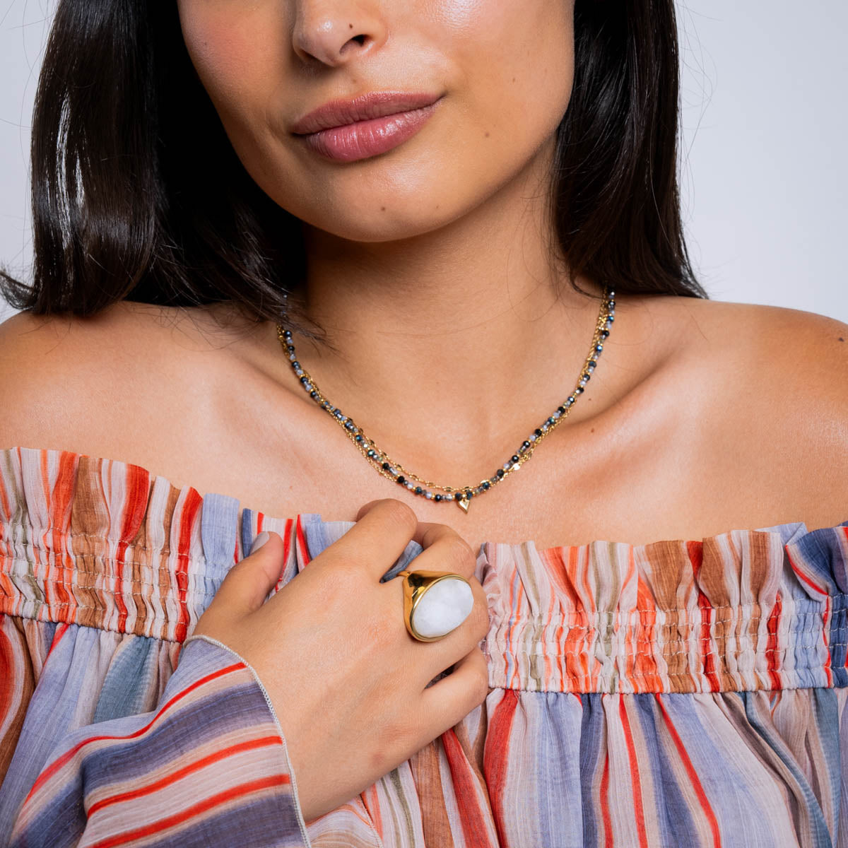 Anillo Spirit sello piedra Beige Anartxy