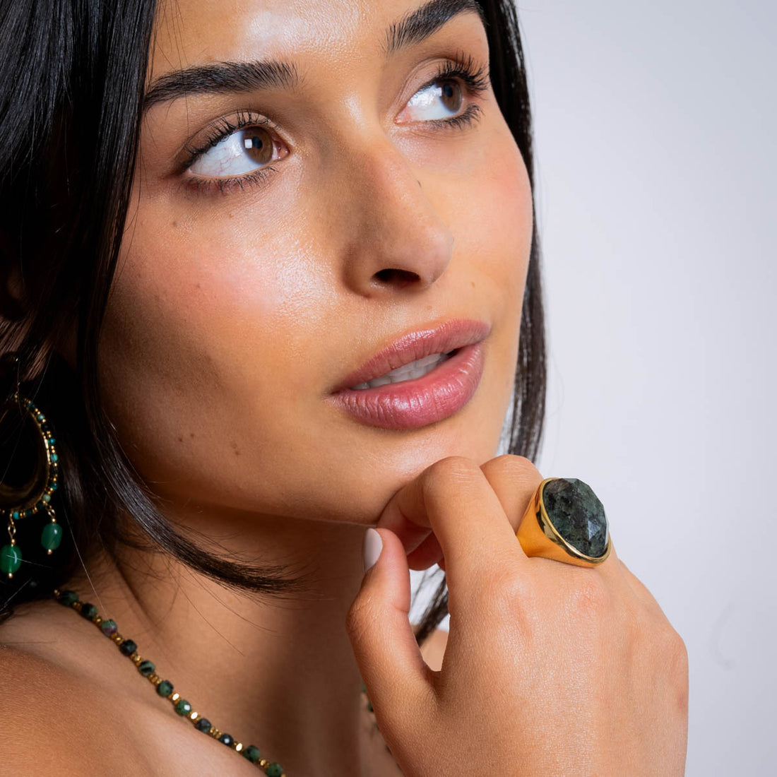 Anillo Spirit sello piedra Verde Anartxy