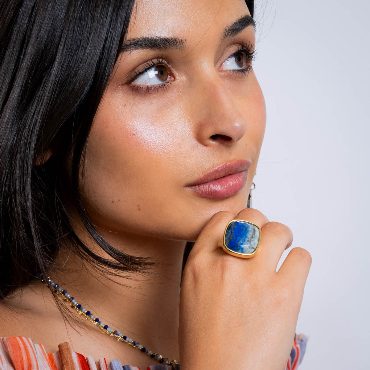 Anillo Spirit sello piedra cuadrada Azul Anartxy