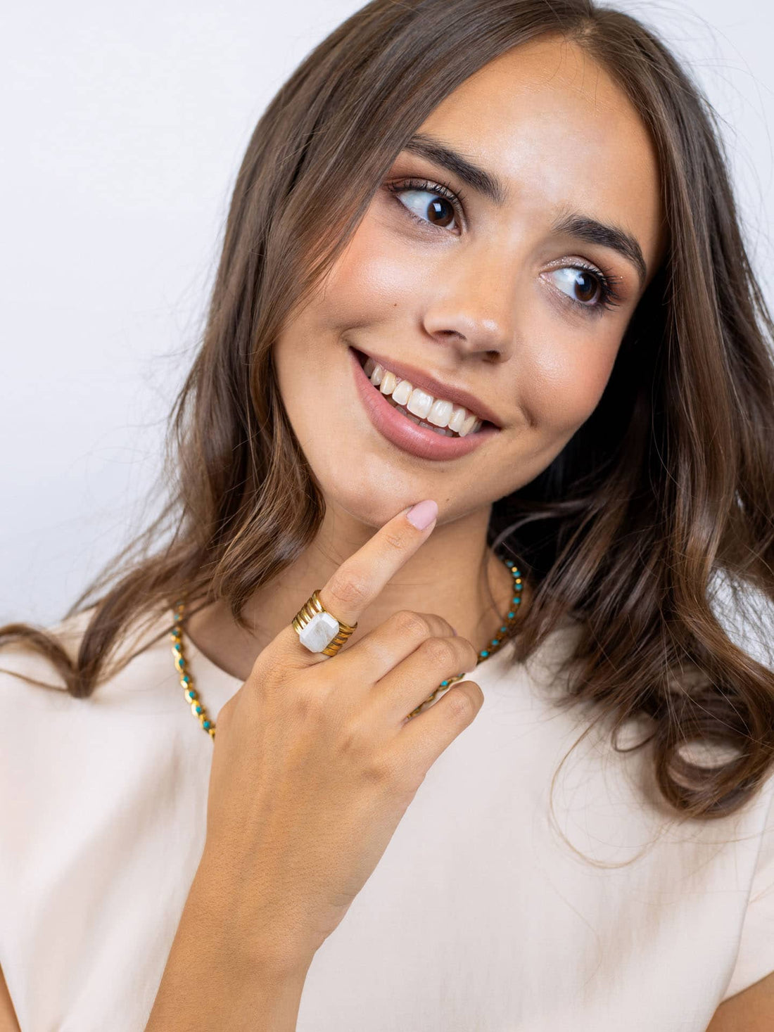 Anillo ajustable Spirit mineral Beige Anartxy