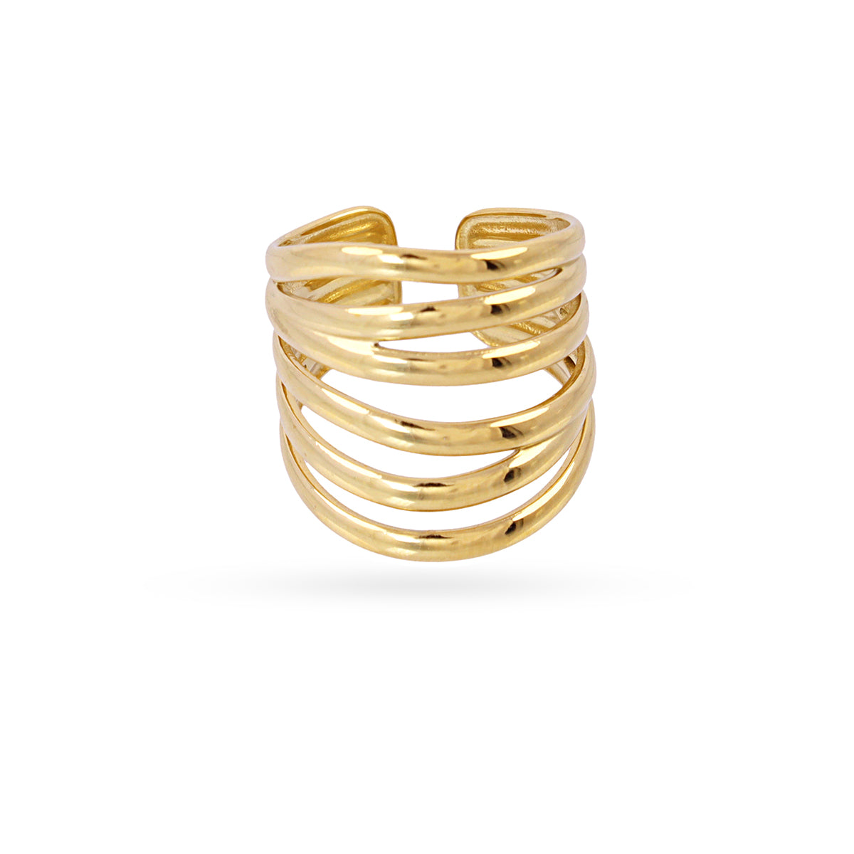 Anillo ajustable Essentials multibanda Dorado Anartxy