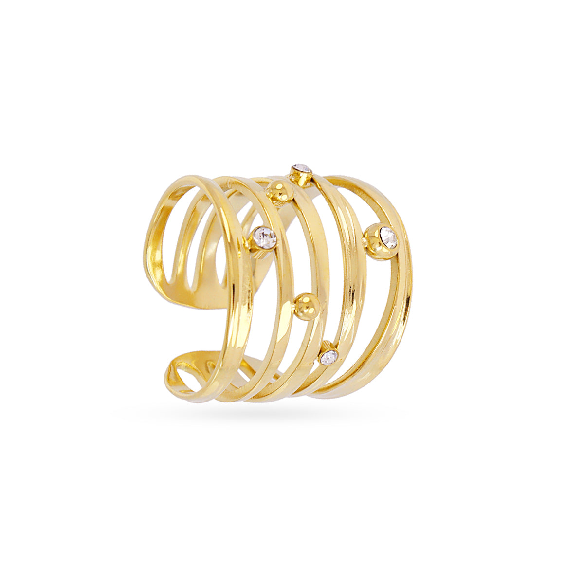Anillo ajustable Essentials líneas circonitas Dorado Anartxy