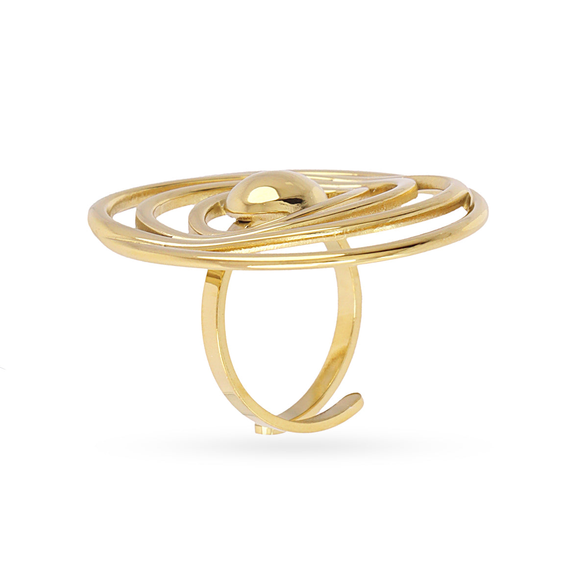 Anillo ajustable maxi espiral bañado en oro Dorado Anartxy