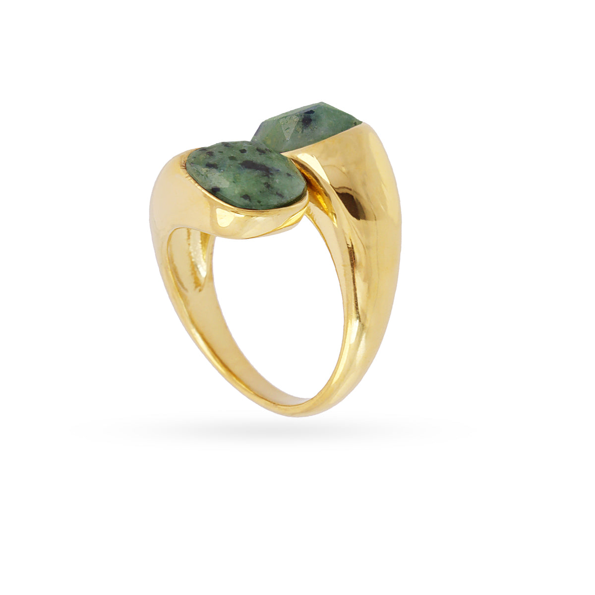 Anillo Spirit doble piedra natural Verde Anartxy