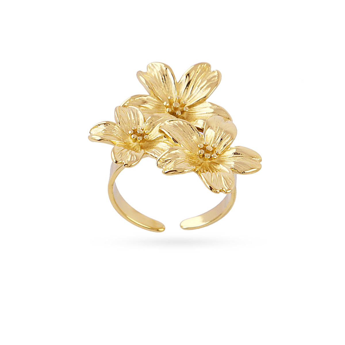 Anillo ajustable Essentials flores Dorado Anartxy