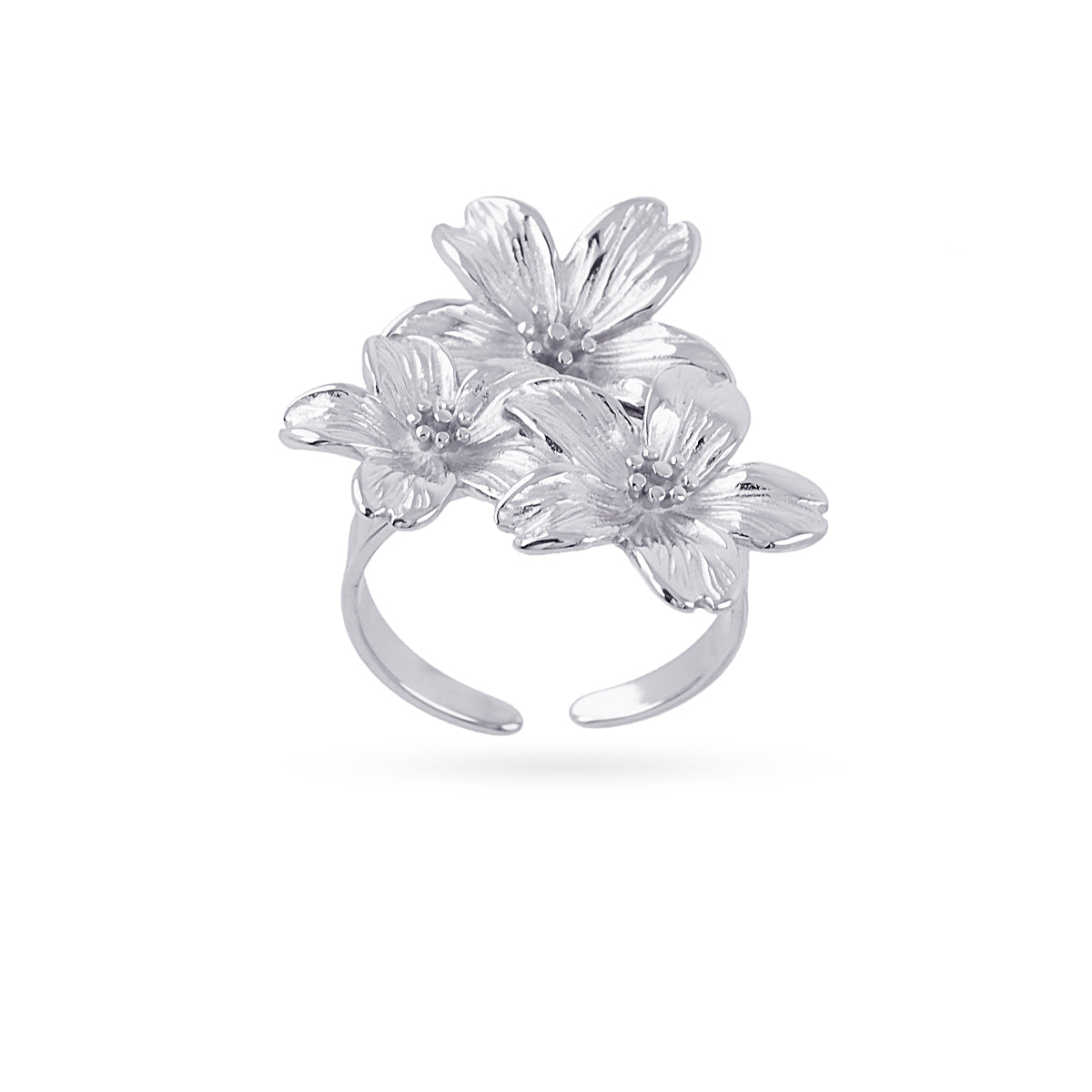 Anillo ajustable Essentials flores Plateado Anartxy
