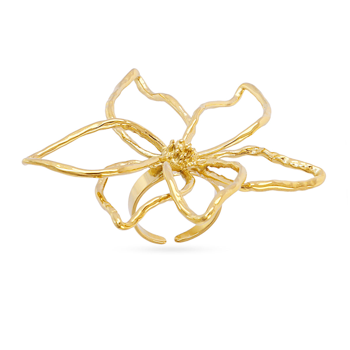 Anillo ajustable Essentials flor abstracta Dorado Anartxy